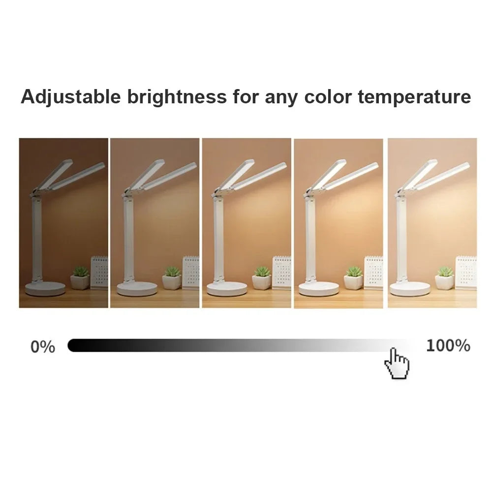 LED Desk Lamp USB Rechargeable Touch Night Light 3 Levels Dimmable Eye Protection Foldable Table Lamp For Bedroom Bedside Readin
