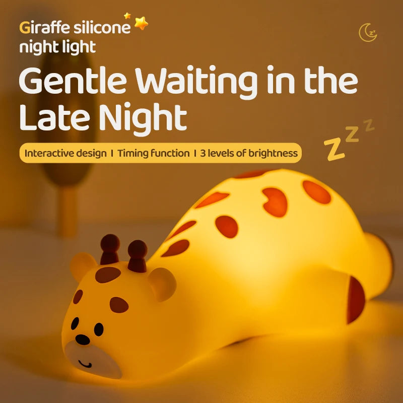 Cute Animal Silicone Night Light Fox Frog Nursery Sleeping Lamp Rechargable Duck Touch Sensor Beside Lamp For Bedroom Decor