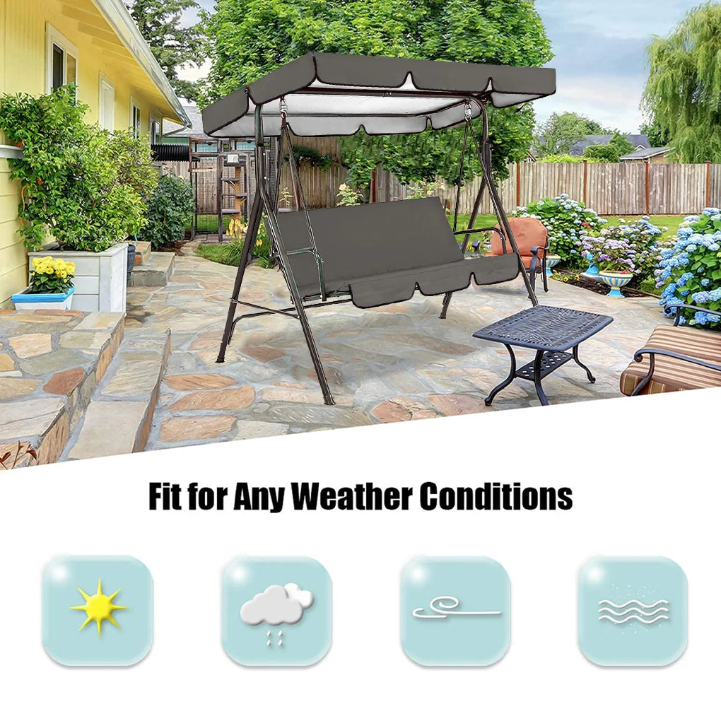 2PCS 210D Coating Uv-Resistant Waterproof Garden Chairs Patio Swing Cover Set Swing Canopy Seat Top Awning 190*132*15cm