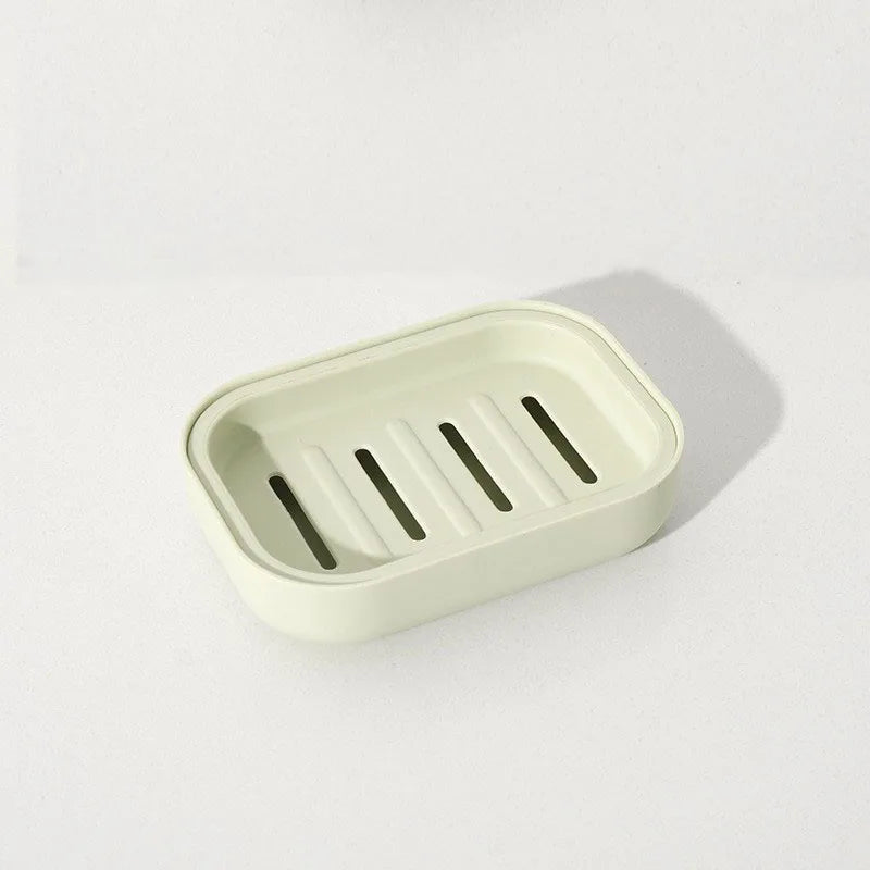 Portable Double-Layer Soap Dish with Drainage Cover Square Plastic Storage Box for Bathroom & Travel Use ﻿