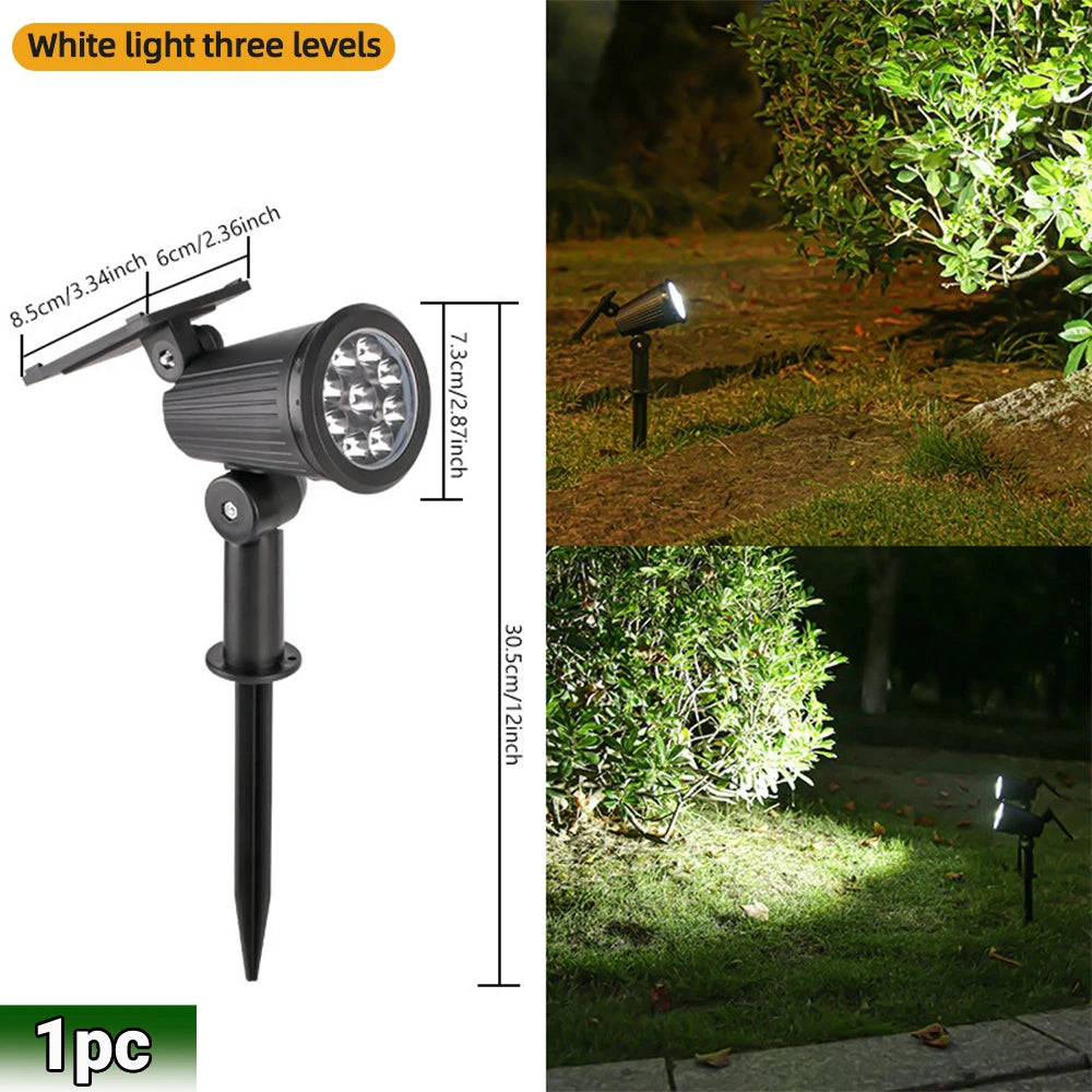 Solar Lawn Projector Spotlight with RGB Gradient & 3 Brightness Adjustable Light IP65 Waterproof for Garden Patio Driveway Spot