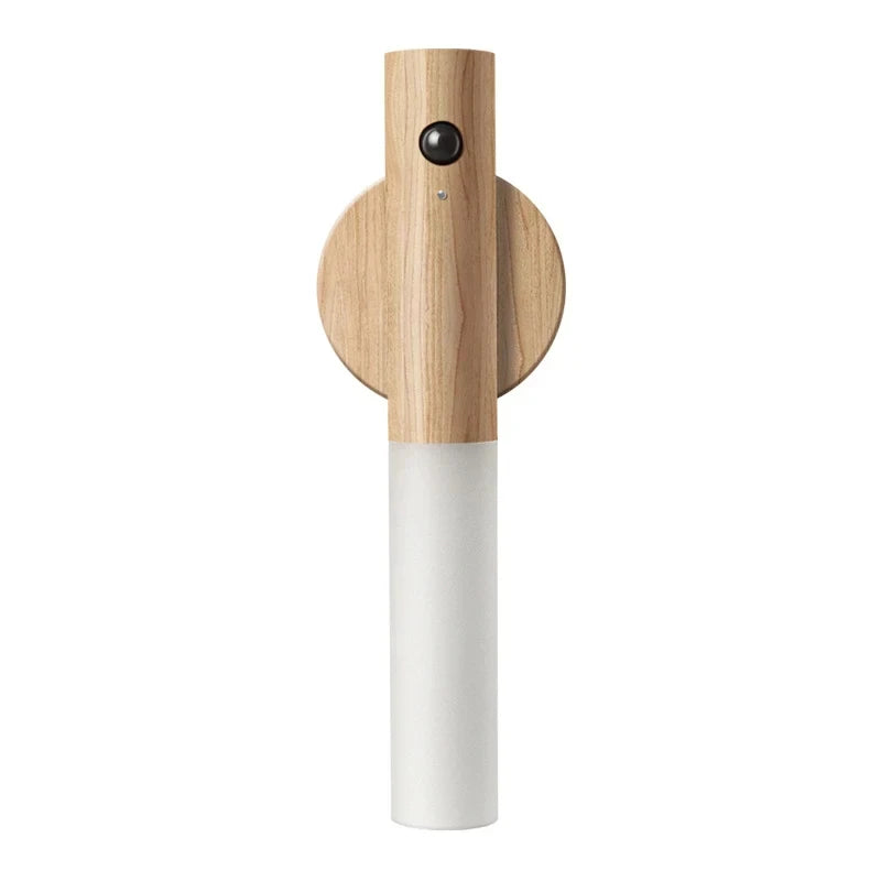 Wood-Style Rechargeable LED Wall Light with Motion Sensor Ideal Portable Plastic Lantern for Bedroom Bedside Stairs and Hallway