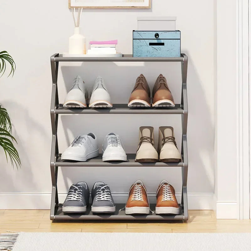 4-Layer Simple Shoe Rack Trapezoidal Shoes Organizer Space Saving Living Room Assembly Shoe Rack Multifunctional Home Supplies