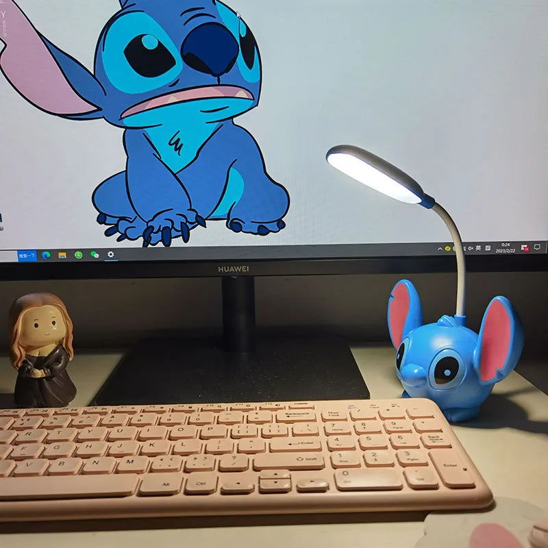 Disney Stitch Led Nightlight Anime Cutoon Desk Lamp Foldable Sharpener Eye Protection Desk Lamp Usb Charging Kid Christmas Gift