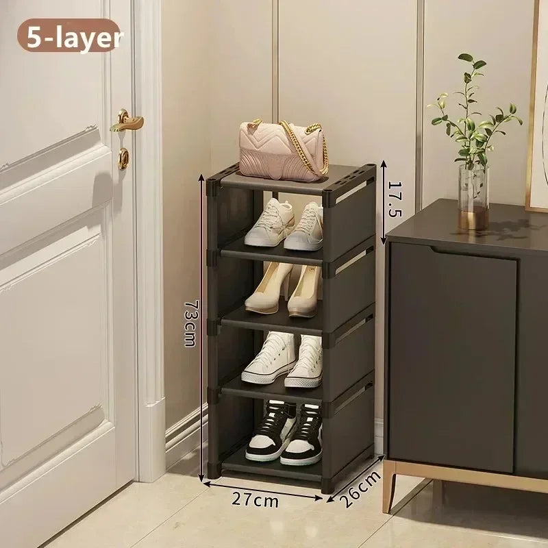 Entrance Shoe Rack Multiple Layers Stackable Footwear Organizer Rack Space Saving Wall Corner Shoe Cabinets Simple Shoes Shelf