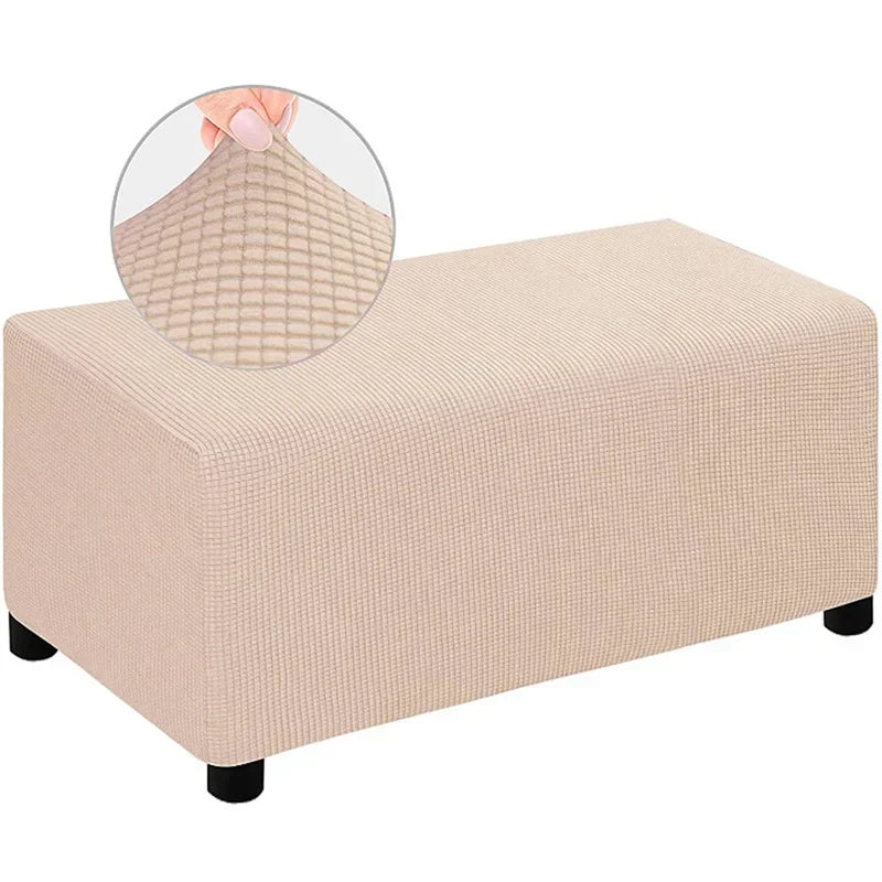 Jacquard Ottoman Slipcover Storage Stool Furniture Protector Cover Thick Rectangle Elastic Foot Rest Slipcover Home Decor 오토만 커버