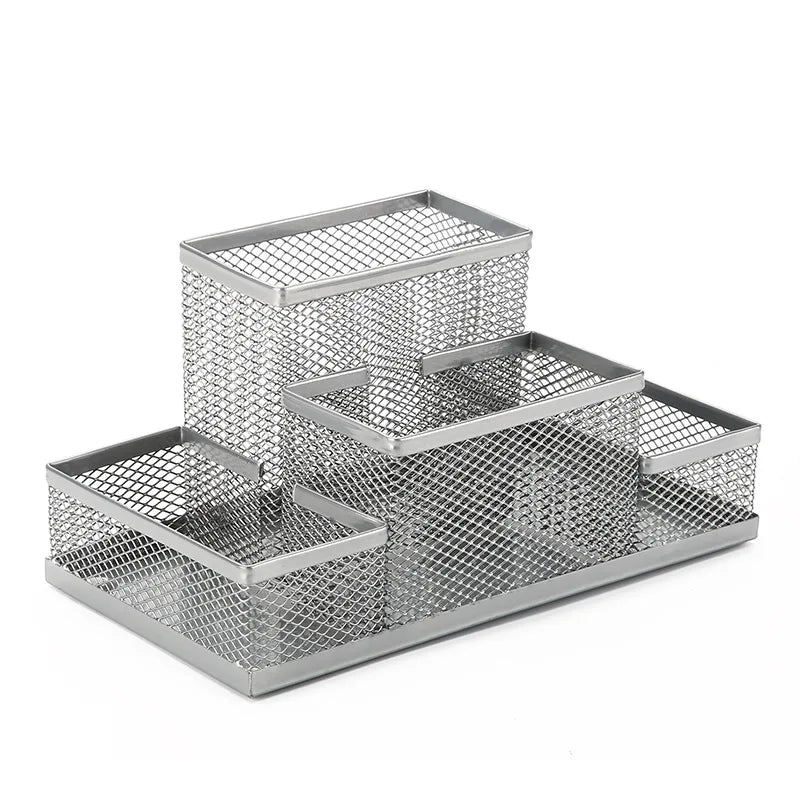 Multifuncional Desk Metal Mesh Pen Holder Organizer Office Supplies School Stationery Storage Case Pen Stand Desktop Accessories