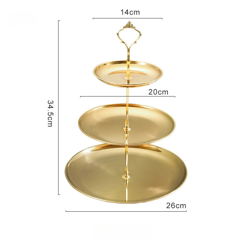 Stainless steel multi-layer cake snack rack household living room coffee table fruit tray double layer cake tray snack tray