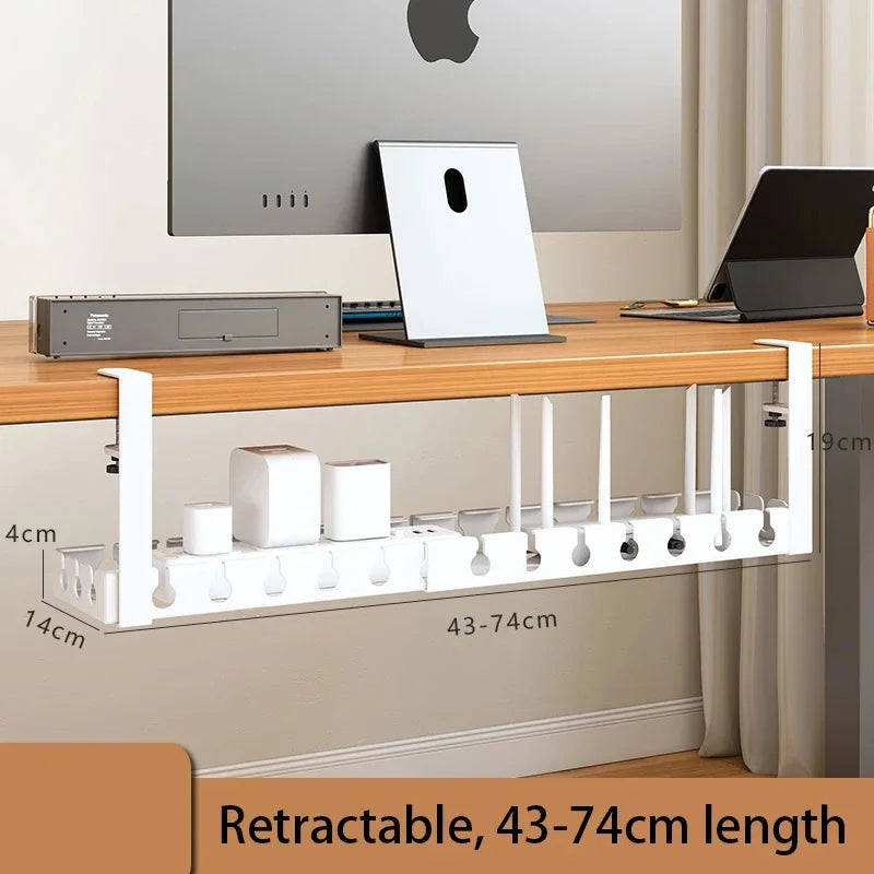Extendable Under Desk Cable Management No Drilling Metal Cable Tray Space Saving Multipurpose Household Hanging Organizer Shelf