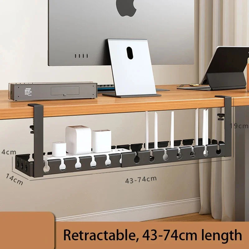 Extendable Under Desk Cable Management No Drilling Metal Cable Tray Space Saving Multipurpose Household Hanging Organizer Shelf
