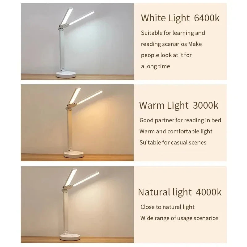 LED Desk Lamp USB Rechargeable Touch Night Light 3 Levels Dimmable Eye Protection Foldable Table Lamp For Bedroom Bedside Readin