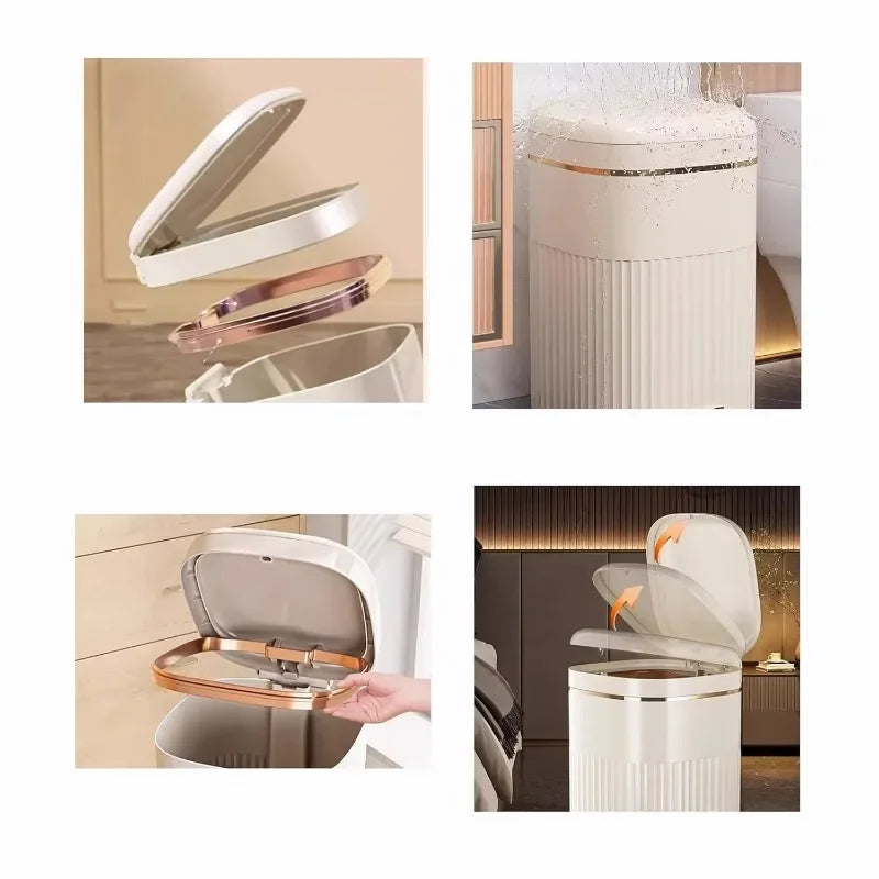 8/10L Foot Pedal Trash Can Luxury Office Kitchen Trash Can Waterproof Bathroom Waste Bins with Lid Large Capacity Garbage Bin