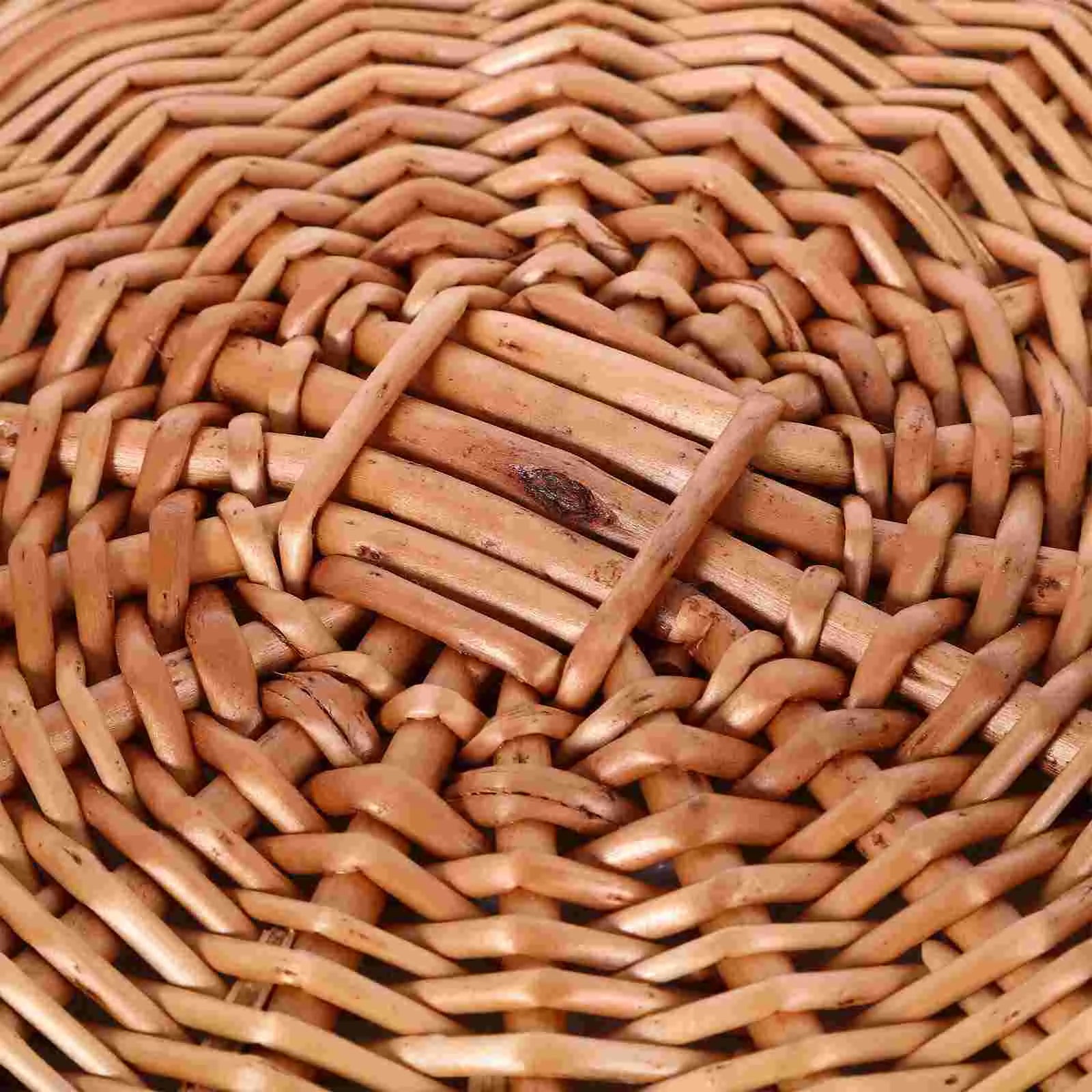 Handwoven Wicker Picnic Natural Rattan Storage Basket for Outdoor Decorative Portable Fruit Basket Household Storage Woven