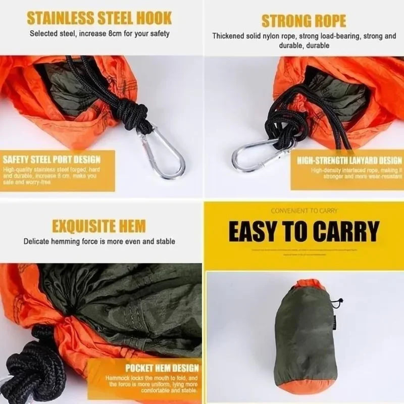Double-person anti-rollover nylon hammock swing outdoor hammock camping parachute fabric hammock