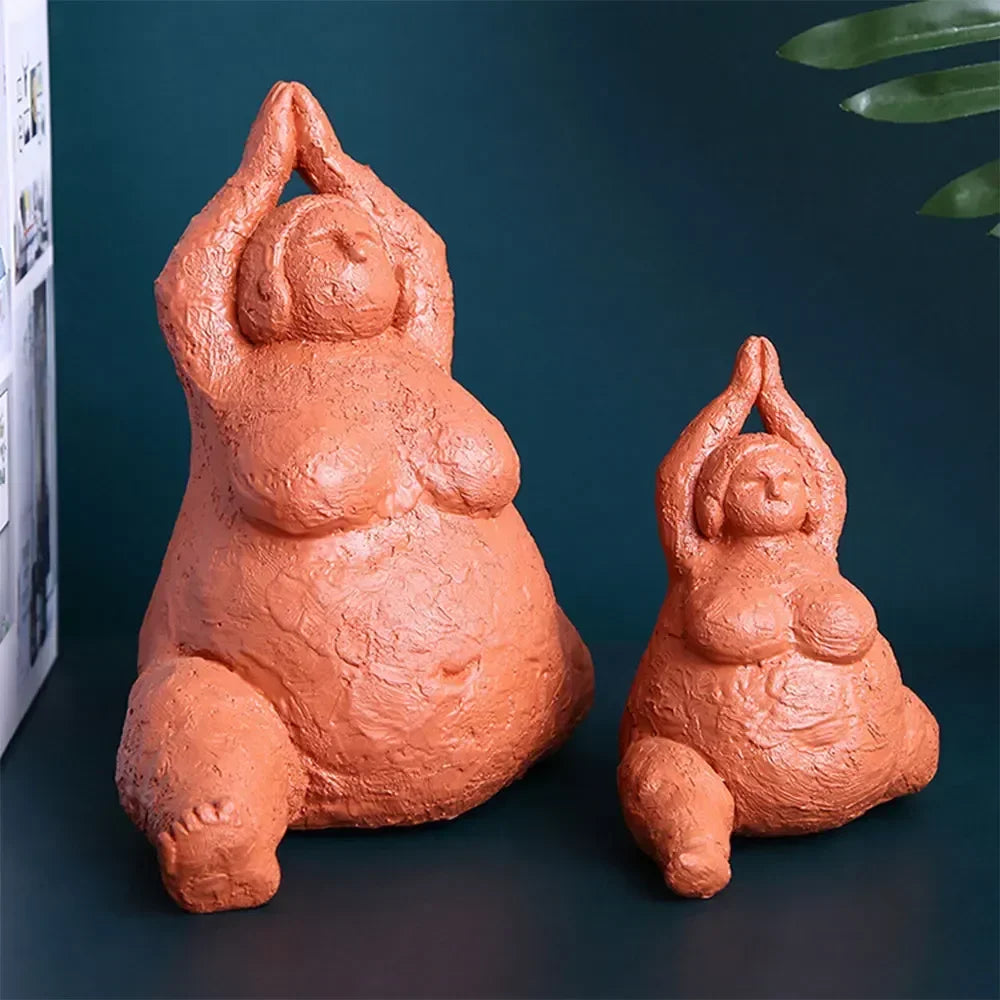 Resin Abstract Fat Lady Yoga Statue Home Decor Decoration Room Figurines Interior Desk Accessories Sculptures Nordic Living