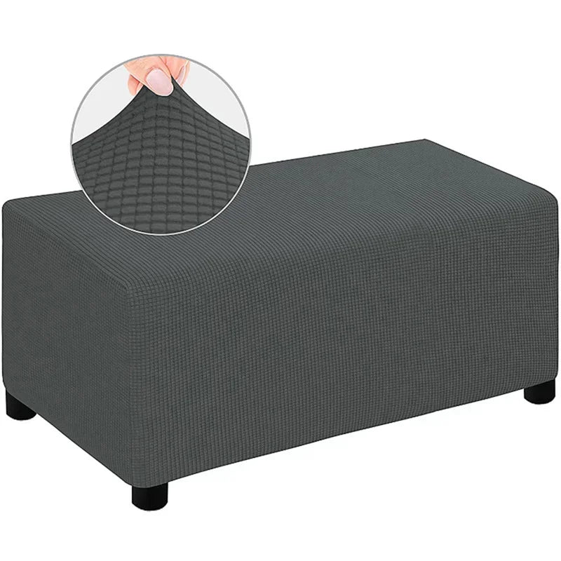 Jacquard Ottoman Slipcover Storage Stool Furniture Protector Cover Thick Rectangle Elastic Foot Rest Slipcover Home Decor 오토만 커버