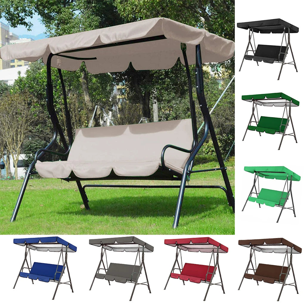 2PCS 210D Coating Uv-Resistant Waterproof Garden Chairs Patio Swing Cover Set Swing Canopy Seat Top Awning 190*132*15cm
