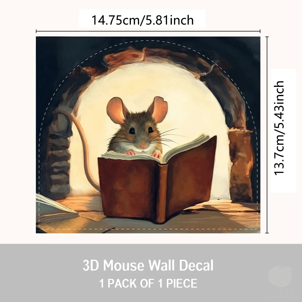 1PC 3D effect personalized mouse hole sticker reading white mouse flower branch mouse cute animal random sticker home decoration