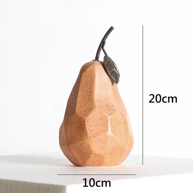 Nordic Sculpture Figurines For Interior Office Desk Accessories Home Decor Pear Apple Ceramic Decor Abstract Fruit Ornaments