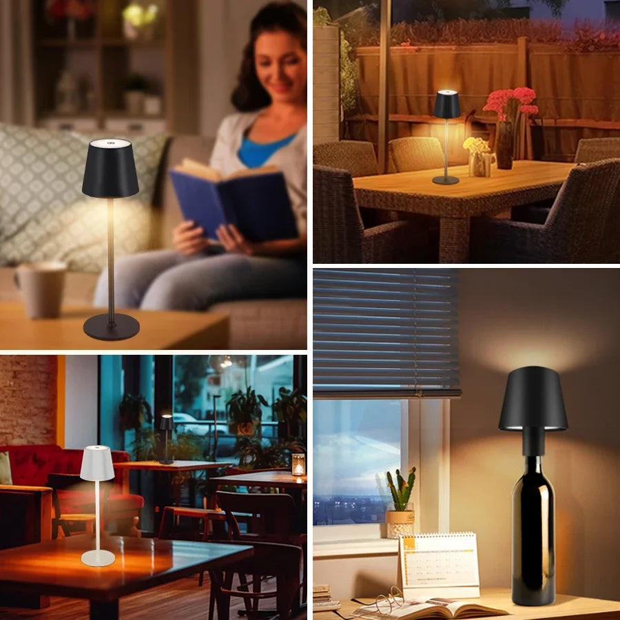Decorative Rechargeable Led Table Lamp with Touch Switch Wireless 3 Levels Dimmable Light Colors for Office Desk Reading Bedroom