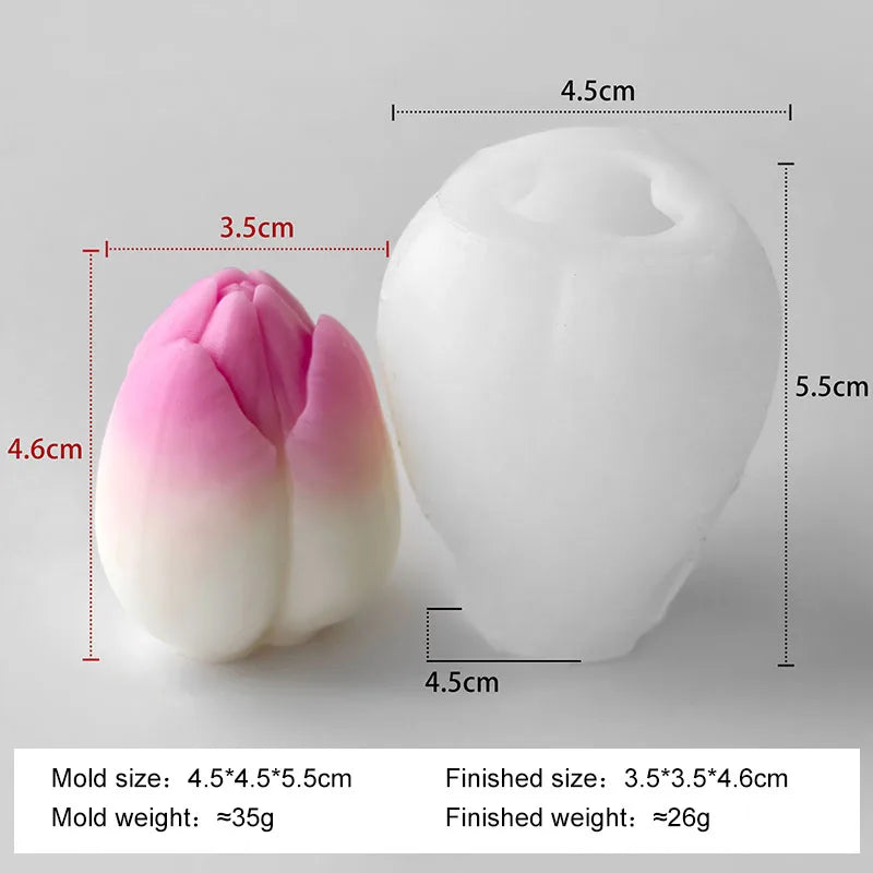DIY Flowers Tulip Silicone Mold Handmade Scented Candle Plaster Resin Molds Homemade Cookies Chocolate Candy Baking Tool