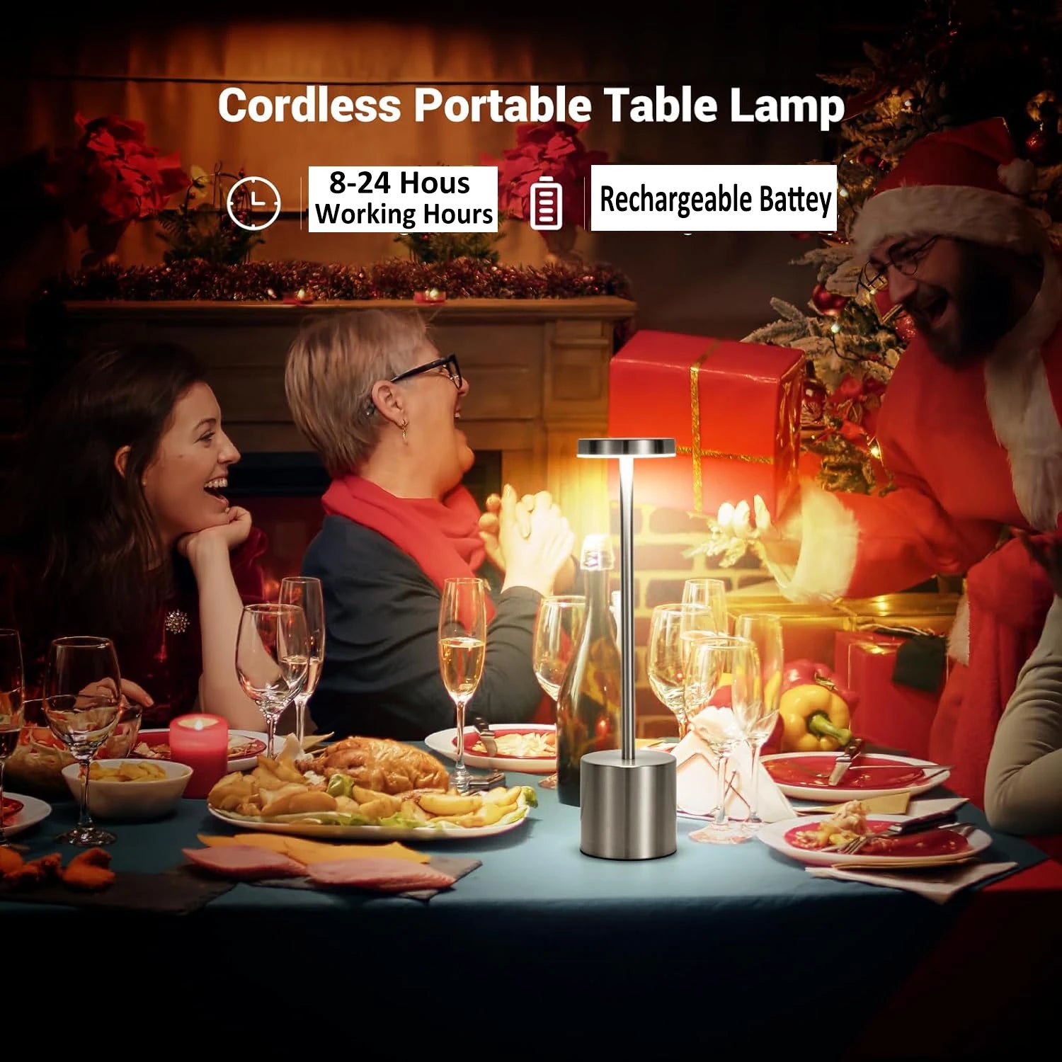 USB Rechargeable Led Night Light Desk Lamps 3 Color Touch Metal Table Lamp Bedside Outdoor Dining Written Lights Room Decor Gift