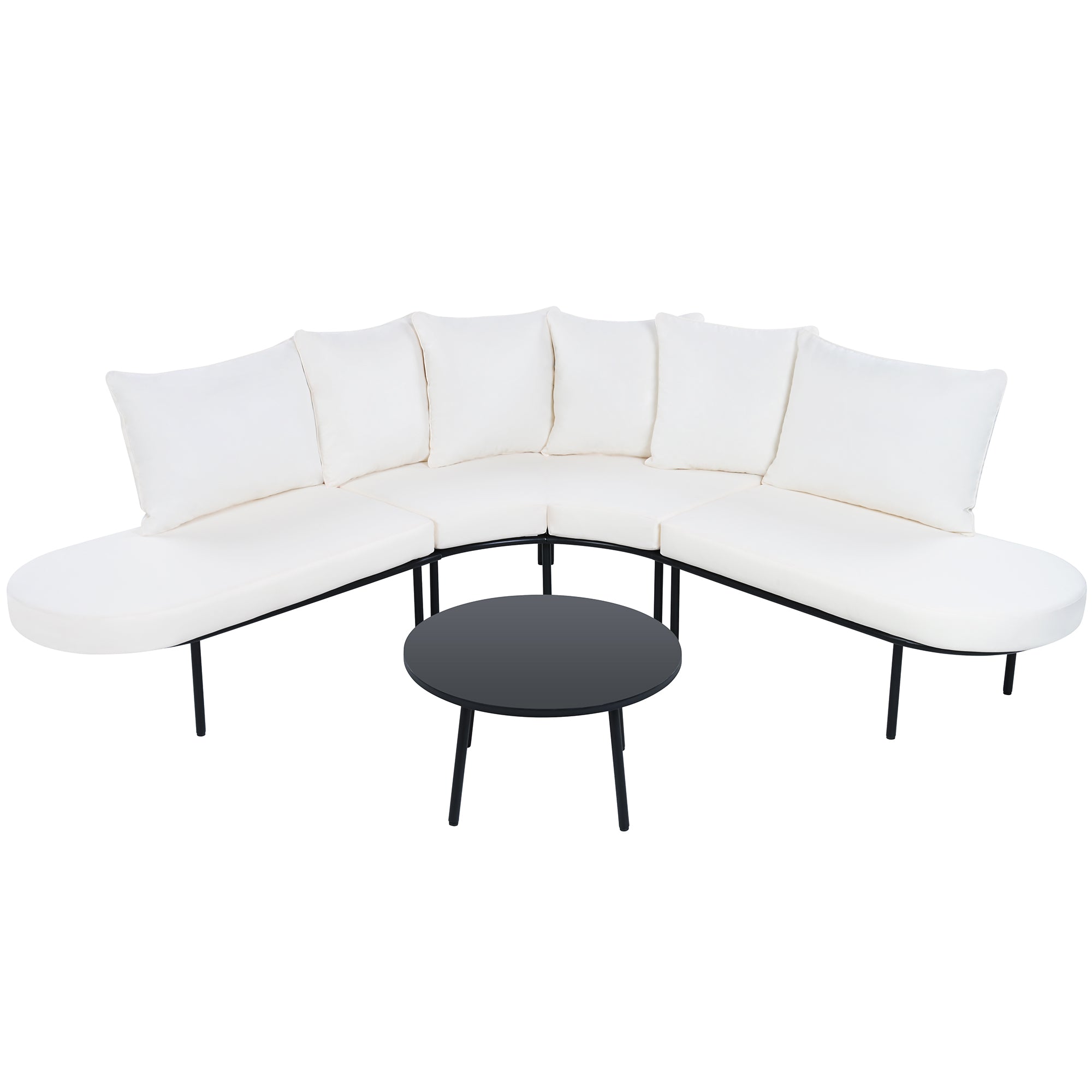 Patio Half- Moon Curved Outdoor Furniture Sofa Set with Coffee Table SHIPPING ONLY IN USA