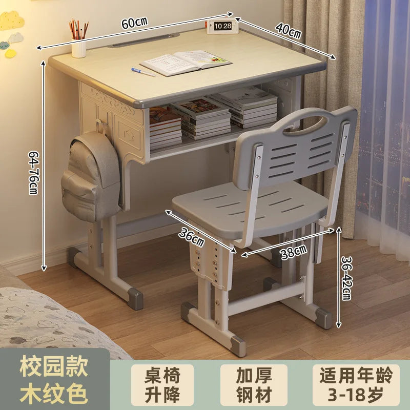 Children's Study Student Desk and Chair Set Adjustable Height Writing Desk for Kids Home & School Standard & Pro Cushion Version