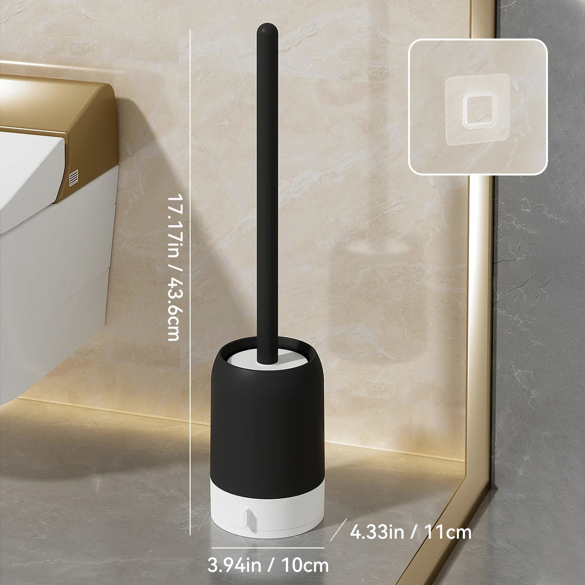WORTHBUY Punch-Free Wall Mounted Toilet Brush With Drainable Base Long Handle Plastic Toilet Cleaning Brush Bathroom Accessories