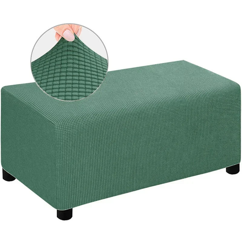 Jacquard Ottoman Slipcover Storage Stool Furniture Protector Cover Thick Rectangle Elastic Foot Rest Slipcover Home Decor 오토만 커버