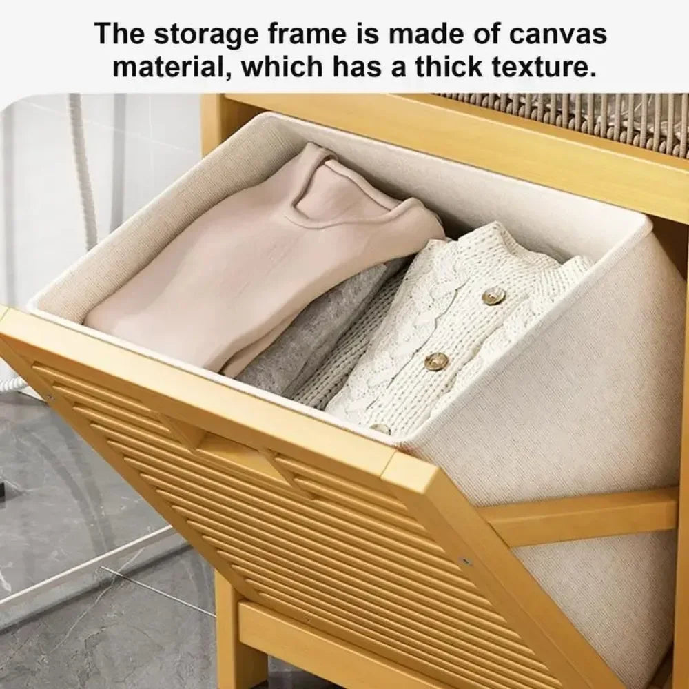 Dirty Clothes Basket Wood Vine Weaving Laundry Hamper Multi-function Bathroom Rack Large Capacity Laundry Baskets Storage Rack