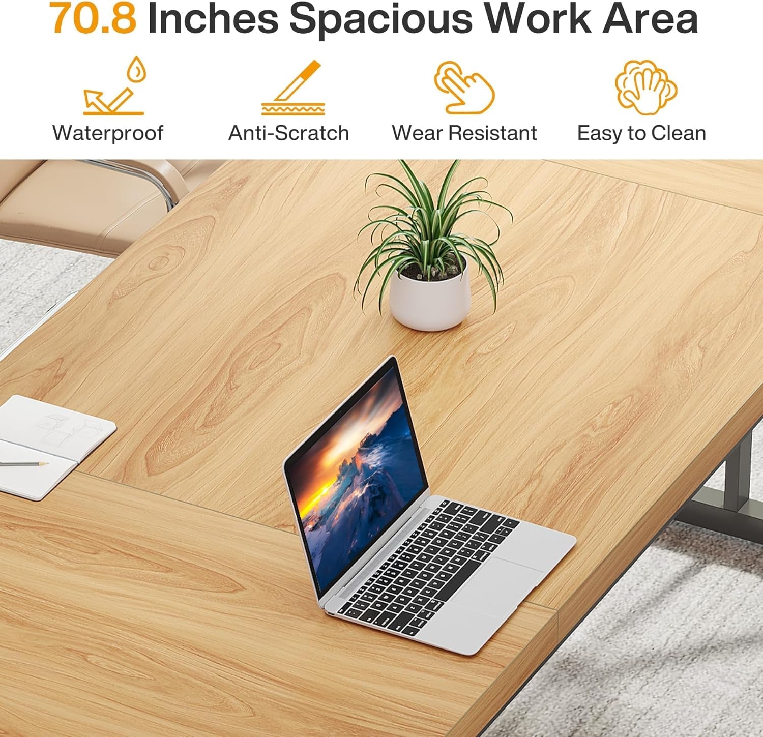 70.8-Inch Executive Desk, Large Computer Office Desk Workstation SHIPPING ONLY IN USA