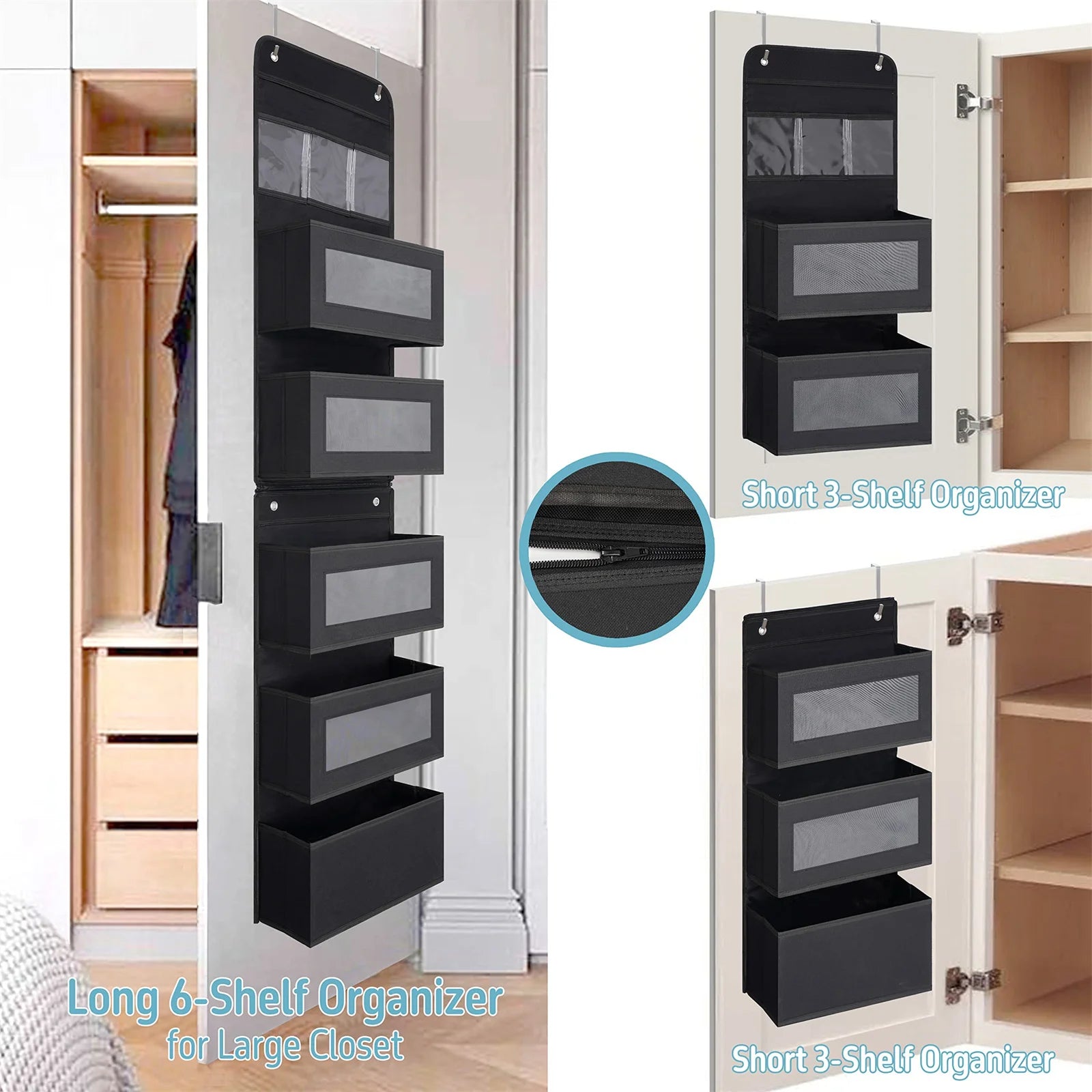 1 PC Non-Woven Fabric, 6-Layer Detachable, Divided Into 2 Hanging Storage Door Devices With Hooks, Anti Swinging Dormitory