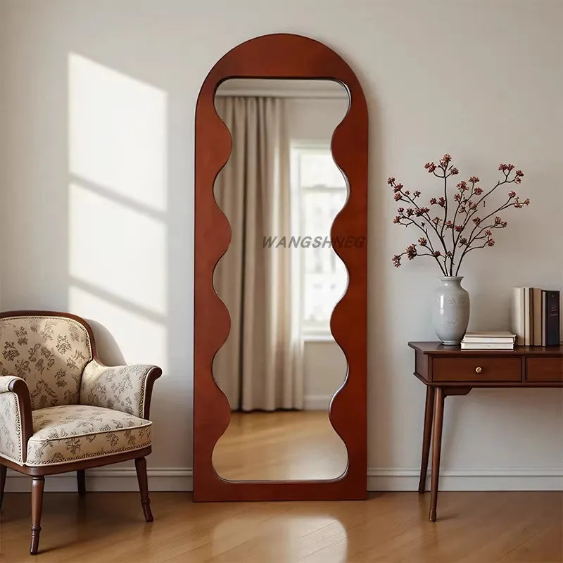 French Retro Household Use Shape Of Arch Design Full-Length Mirror Clothing Store Light Luxury Decoration Floor-Standing Mirror