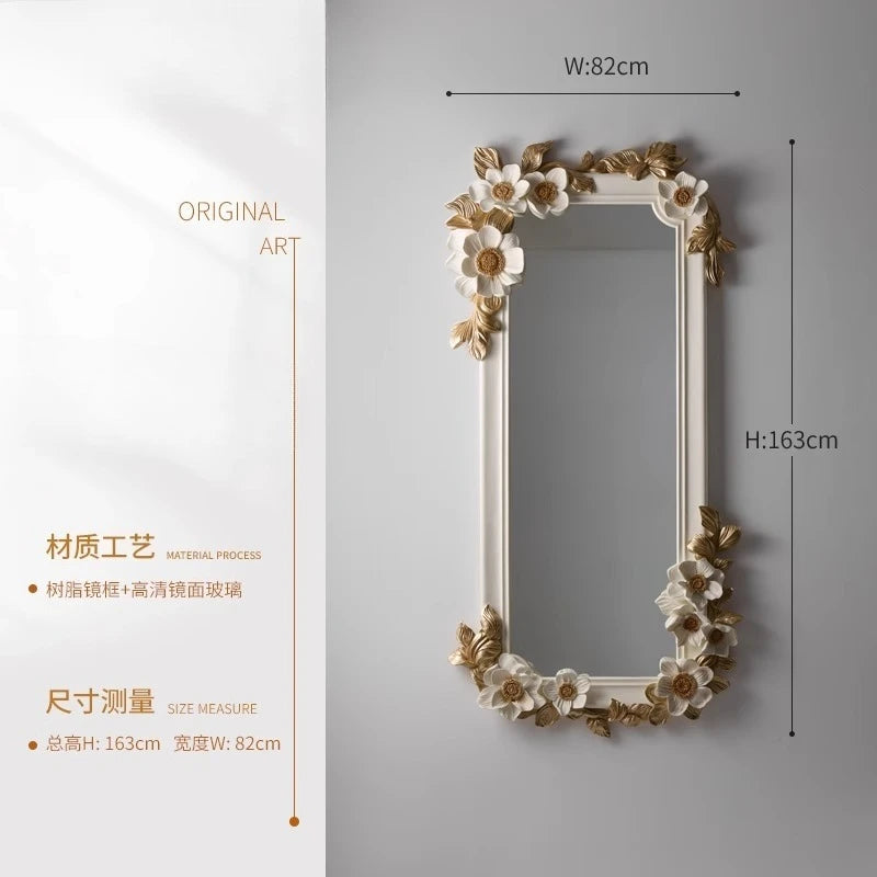 French retro carved fireplace decorative mirror wall-mounted American European wall-mounted dressing advanced full-length mirror
