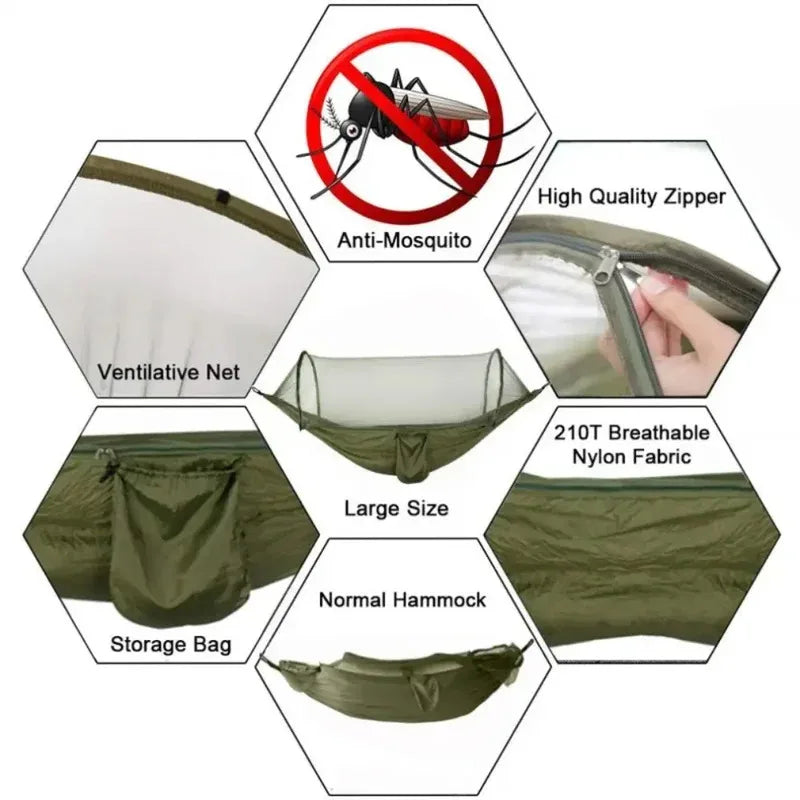 2 Person Outdoor Camping Hammock with Mosquito Net Portable Comfortable Sleeping Tent Hammock Outdoor Furniture Bed