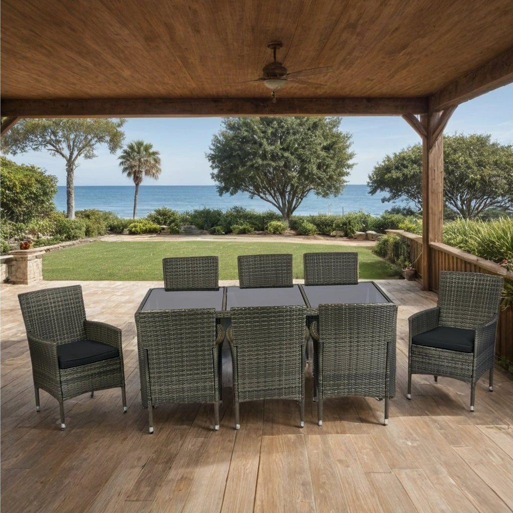 9 piece Outdoor Patio Wicker Dining Set Patio Wicker Furniture Dining SHIPPING ONLY IN USA