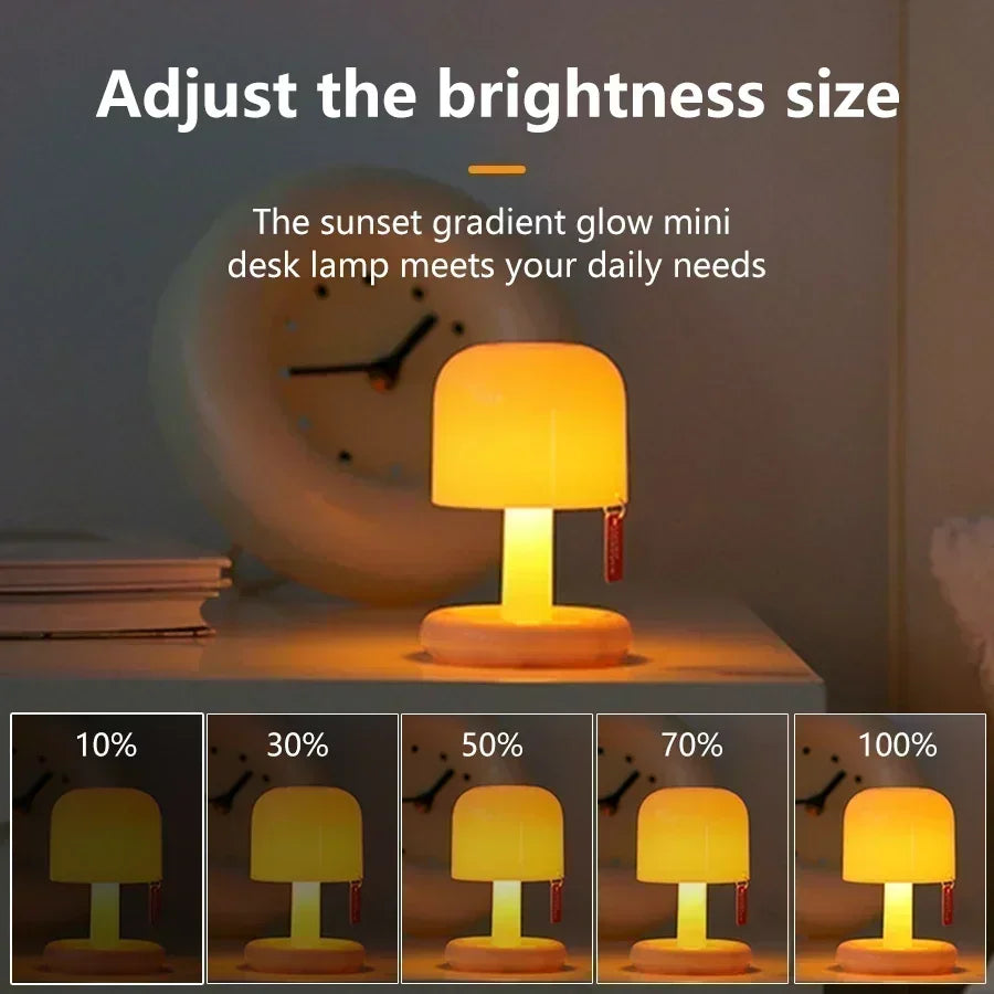 LED Touch Table Lamp Sunset Night Light USB Rechargeable Desk Lamp Creative Atmosphere Light for Bedside Bedroom Bar Living Room