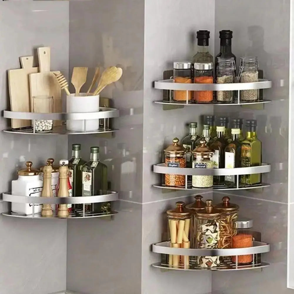 Stainless Steel Tension Mounted Shower Caddy, Wall Corner Shelf for Bathroom Storage,Organizer for Toiletries and Accessories