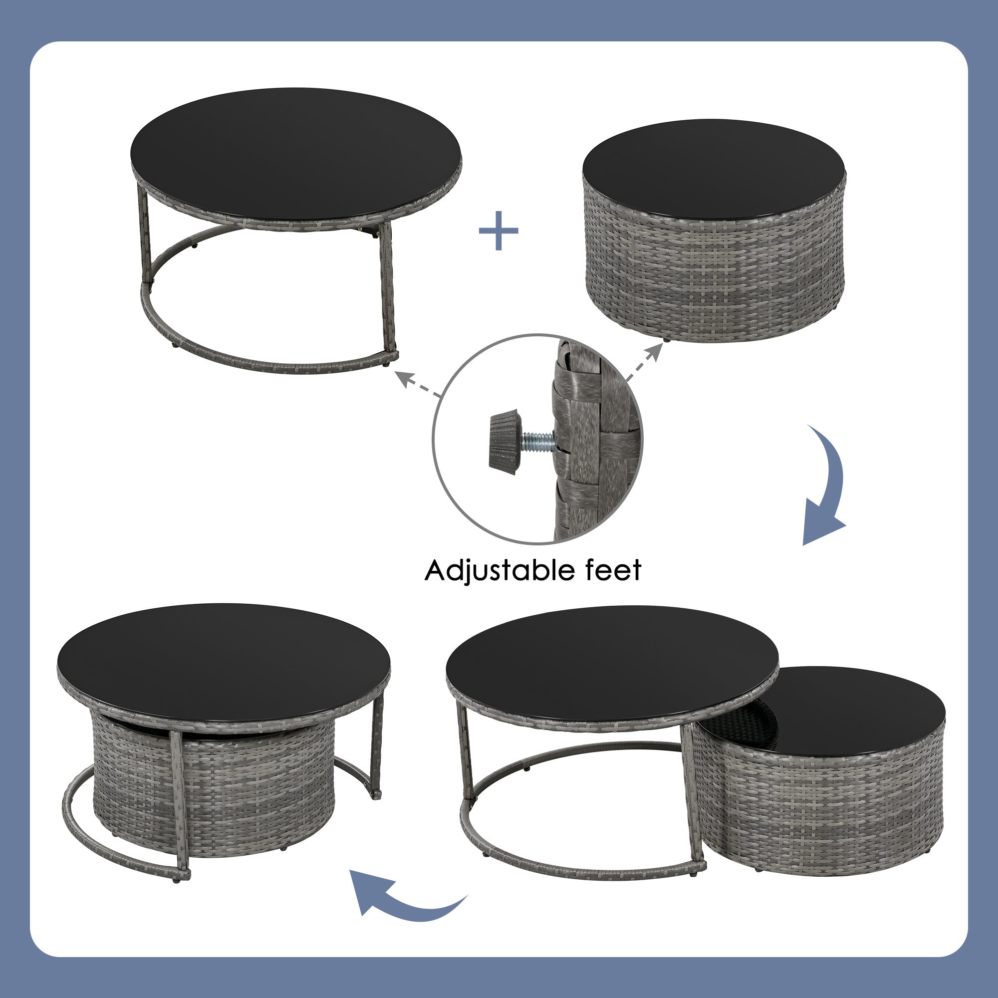 9-Pieces Outdoor Half-moon Patio Sofa Set, Round Sofa Set, Modern  SHIPPING ONLY IN USA