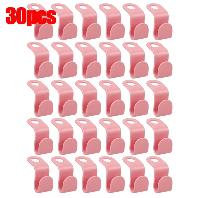50/5Pcs Clothes Hanger Hooks Space Saving Closet Connector Hook Cascading Hanger Plastic Extender Clips Wardrobe Coat Organizer