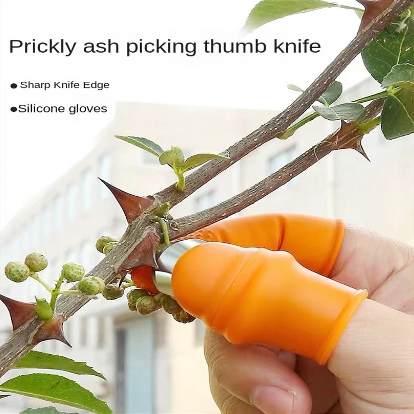 6pcs Steel Thumb Cutter Knife Set Finger Protector Gears Vegetable Harvesting Pinching Plant Blade Scissors Gloves Garden Tool