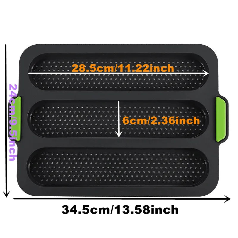 Hamburger Bun Mold Non-Stick Food Grade Silicone Bread Loaf Pan Baguette Pan French Bread Baking Forms Burger Buns Sandwich Tray
