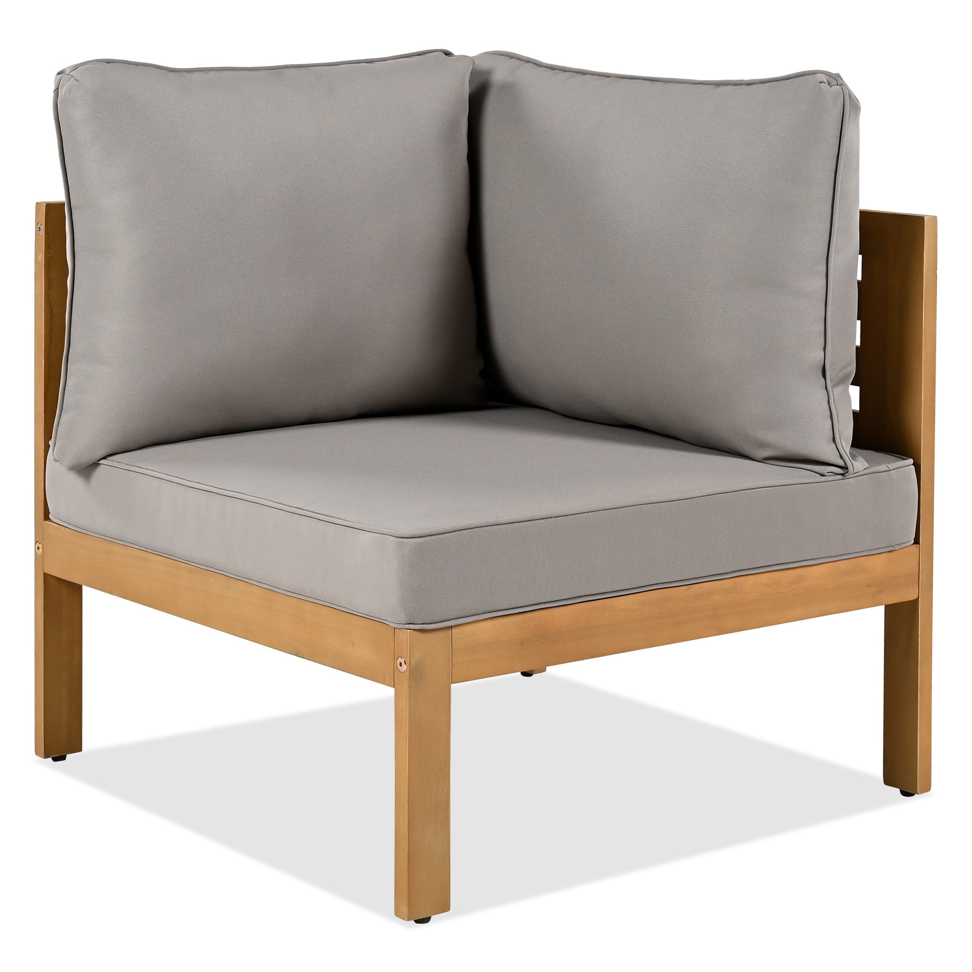 4 Pieces Outdoor Acacia Wood Sofa Set, Woven Mesh Armrests, L-Shaped SHIPPING ONLY IN USA