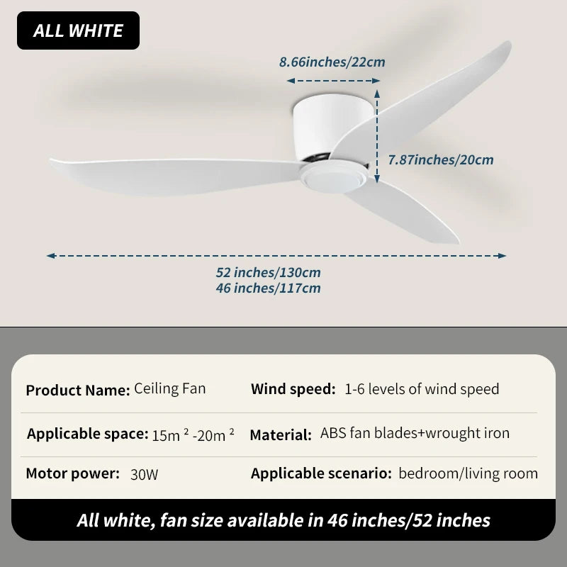 Led 6-Speed High Wind Ceiling Fan Ceiling Fan Light Strip Modern White/Wood Grain Color Bedroom Living Room Courtyard 110v-220v