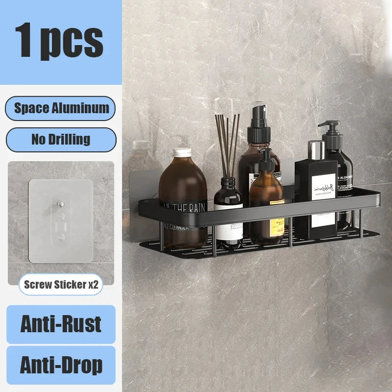 Wall mounted shower shampoo rack bathroom rack towel rack diamond free stand tripod wall hanging corner rectangular stand