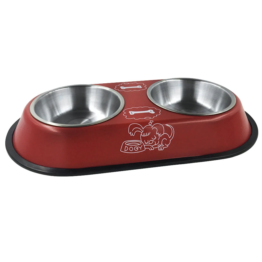 Pet Feeding Double Bowls Dog Cat Food Station Stainless Steel Water Food Bowls Feeder Solution for Dogs Cats supplies