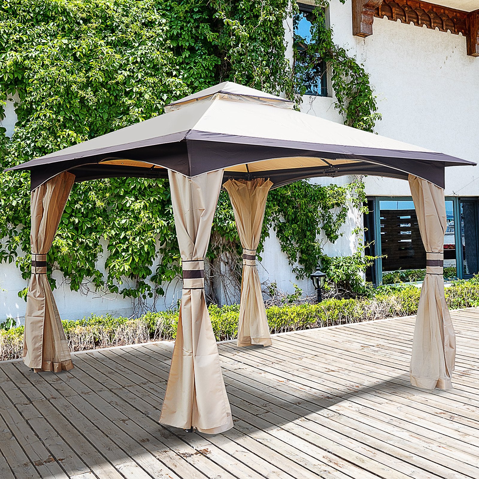 Outsunny 10' x 10' Outdoor Patio 2-tier roof Gazebo Canopy Steel Frame SHIPPING ONLY IN CANADA.Unsupported Countries: Northwest,Nunavut,Territories,Yukon