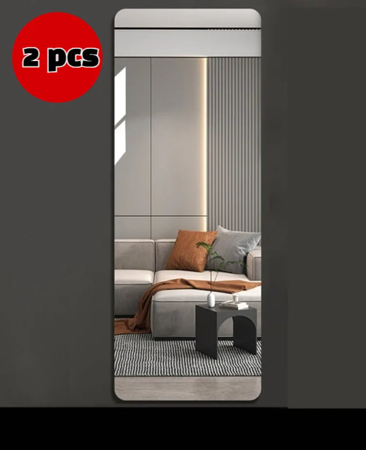 Self Adhesive Acrylic Mirror Wall Sticker HD Full Length Reflective Mirror Sheet for Bedroom Closet Home Wall Decoration Use
