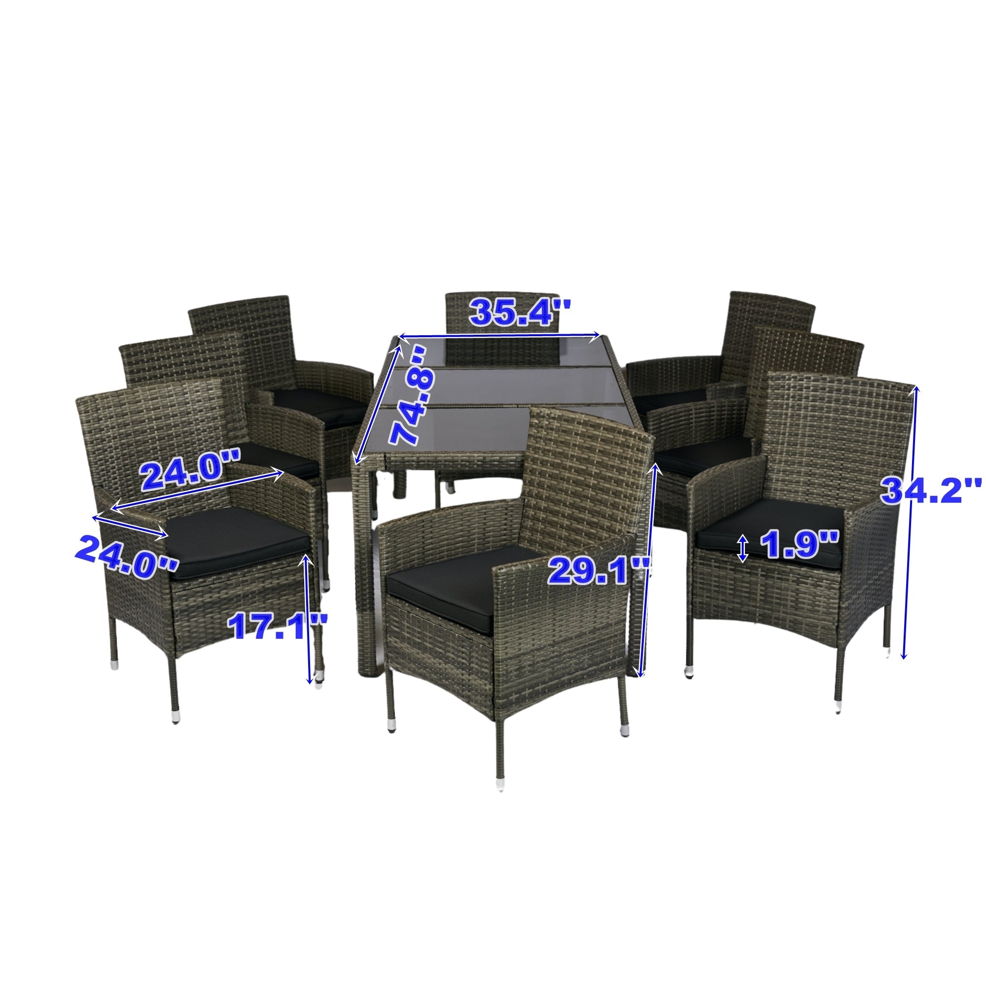 9 piece Outdoor Patio Wicker Dining Set Patio Wicker Furniture Dining SHIPPING ONLY IN USA